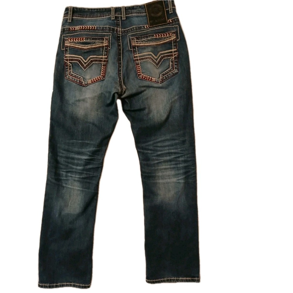 Platini Triple Stitch Holt Boot Cut Jeans Men‎ 32 29 Blue  READ Flaw Rave Cowboy